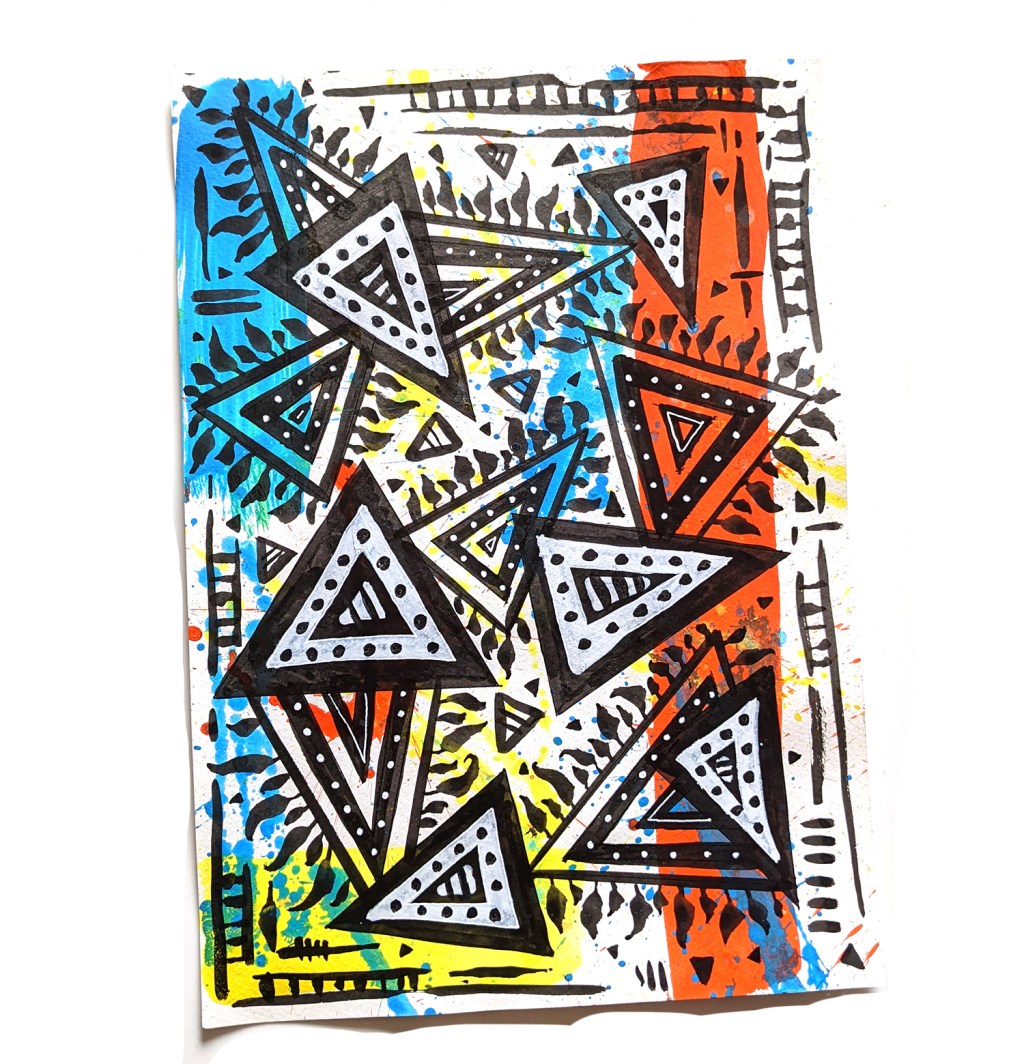 Triangles – Abstract Watercolour and Ink&nbsp;Piece