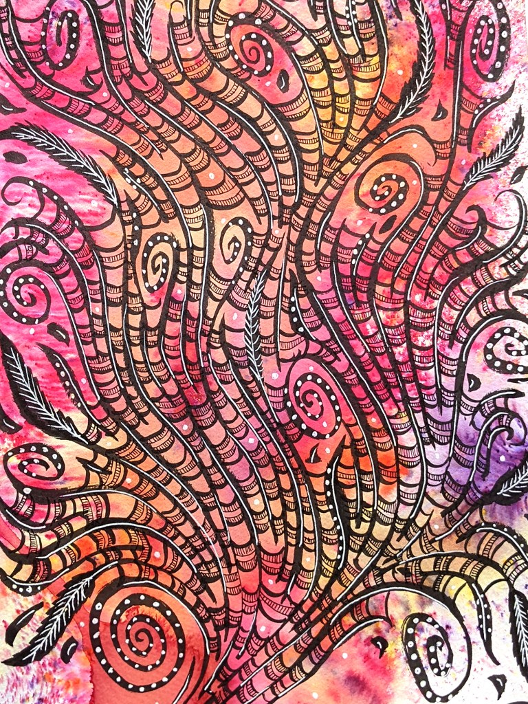 Abstract watercolour heat art by Michelle Still Art 