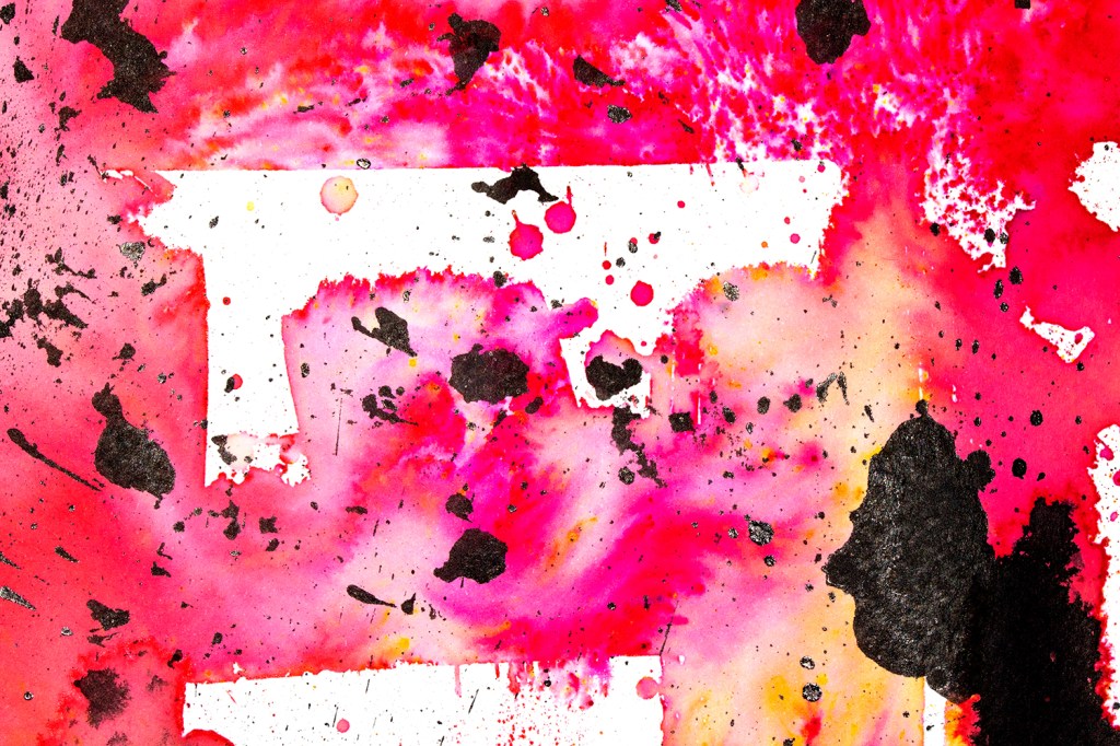 Bright pink abstract art watercolor painting Michelle Still Art 