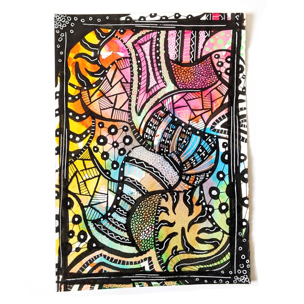 Vibrant Abstract Artwork Ink and Watercolour by Michelle Still Artist