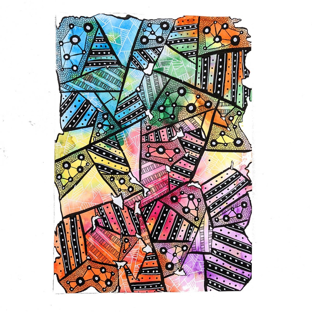 Vibrant Abstract Artwork Ink and Watercolour by Michelle Still Artist