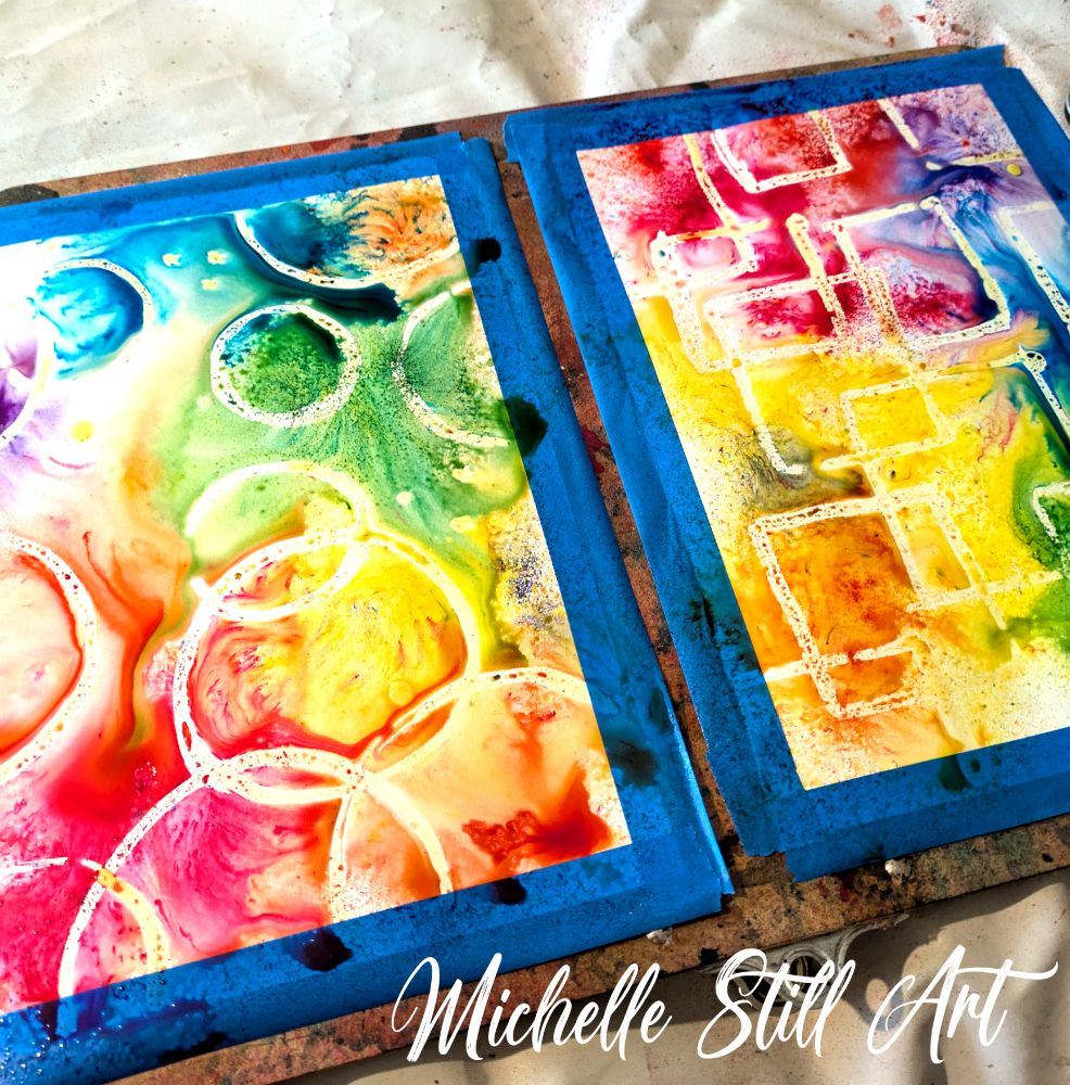 Abstract Watercolour Brusho Paints by Michelle Still Art 