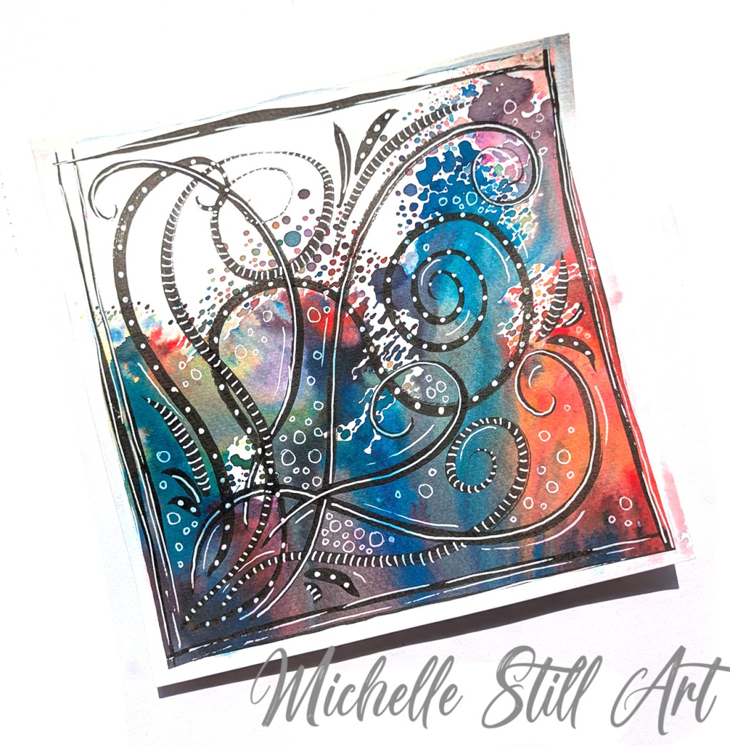 Watercolour and ink experiments with&nbsp;Gelplates.