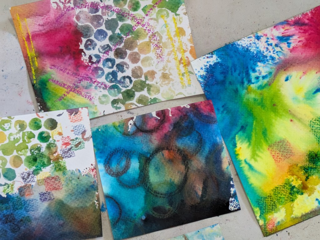 Experiments with oils, paints, pencils… The kitchen&nbsp;sink…